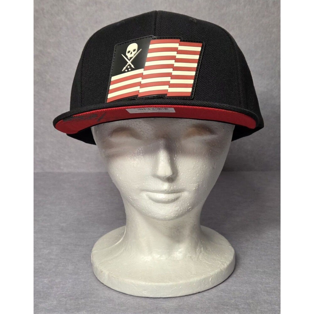SULLEN  Art Collective SKULL FLAG Black Red Flat Bill Snapback Adjustable NWT